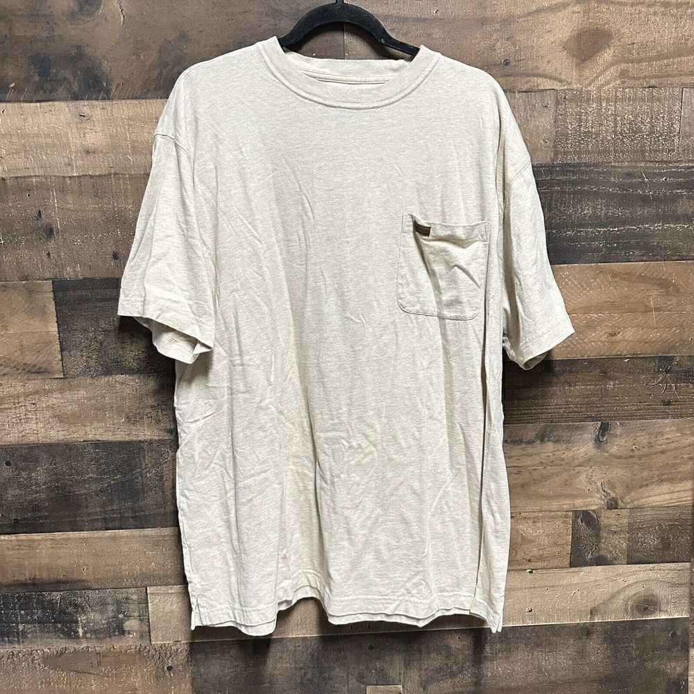 Pendleton Men's Light Brown Pocketed T-Shirt Leather Logo Soft 100% Cotton XL